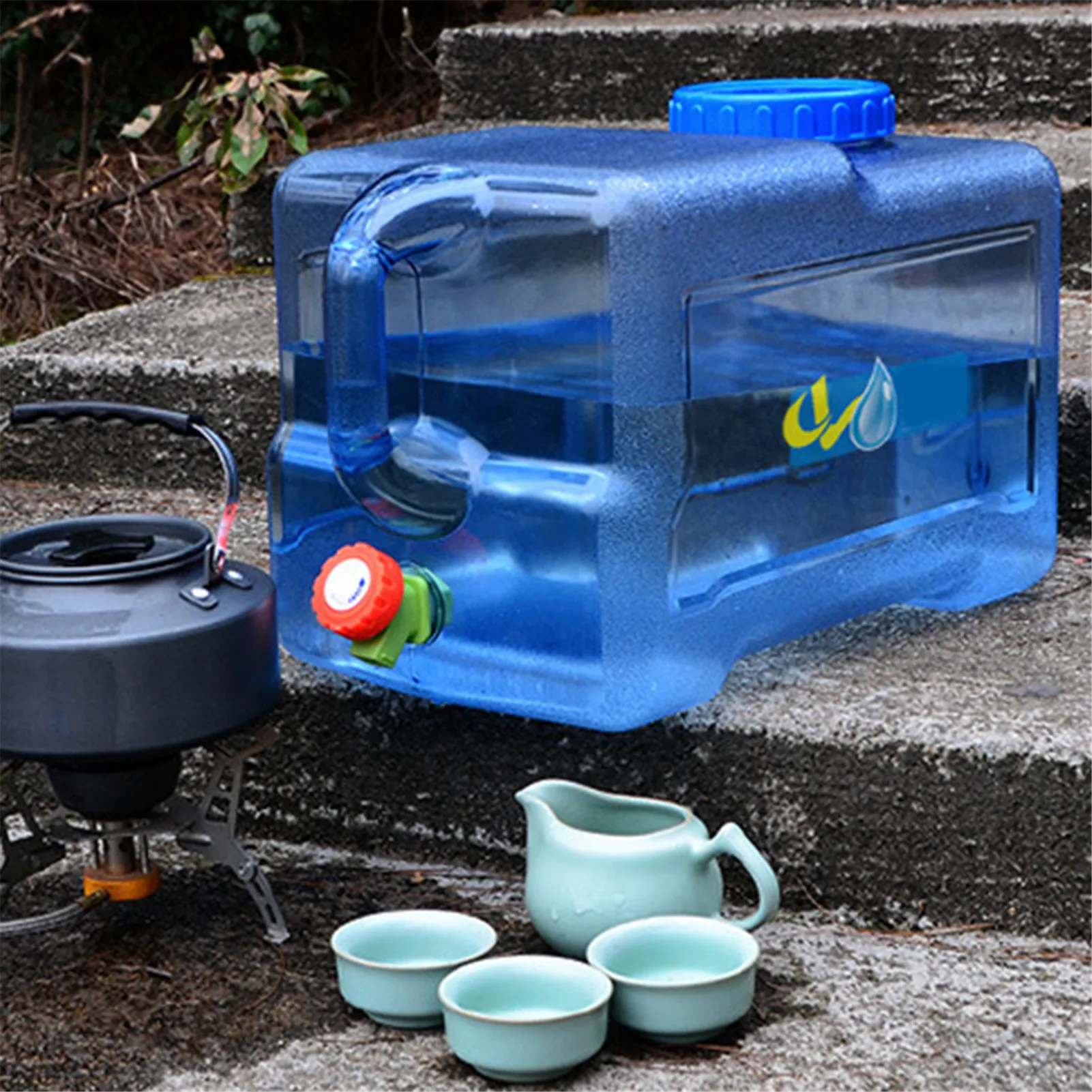 Contenedor de almacenamiento de agua para acampar al aire libre, Cubo de coche de 25L con grifo, cuadrado, PC, grueso, auto-conducción, portátil, Bucke