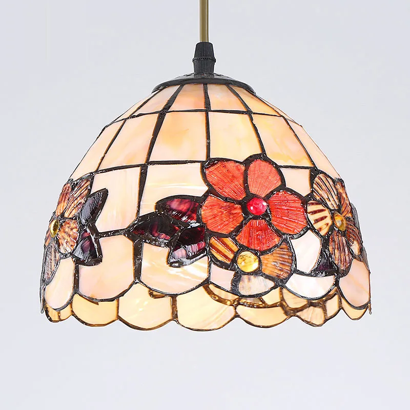 

European Tiffany Retro Shell Mediterranean Pastoral Pendant Lights 3 Line Head Luminaria Teto Hanging Lamps For Home Decoration