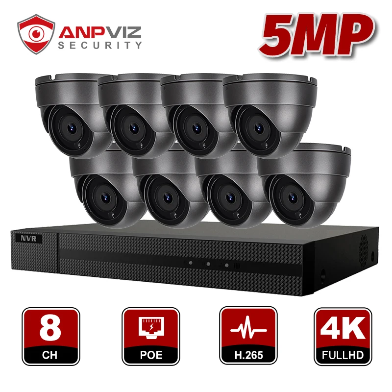 Камера видеонаблюдения Anpviz H.265 + 8 каналов NVR 5 МП POE IP | Безопасность и защита