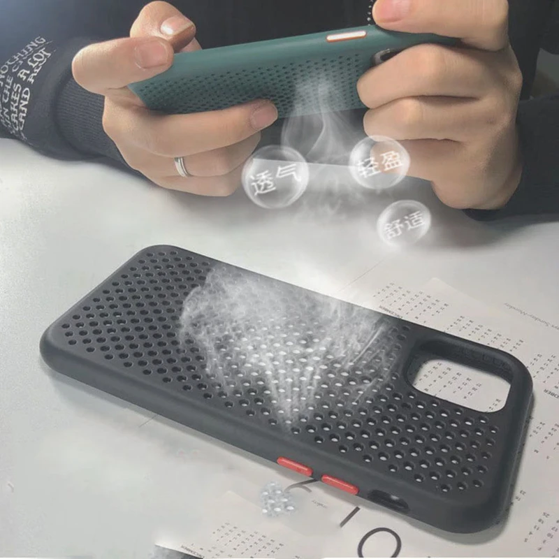 

Ultra Slim tpu Phone Case For iPhone 11 12 Pro Max 8 7 6 6s Plus Hollow Heat Dissipation Case For iPhone Xr XsMax X Xs 12 mini