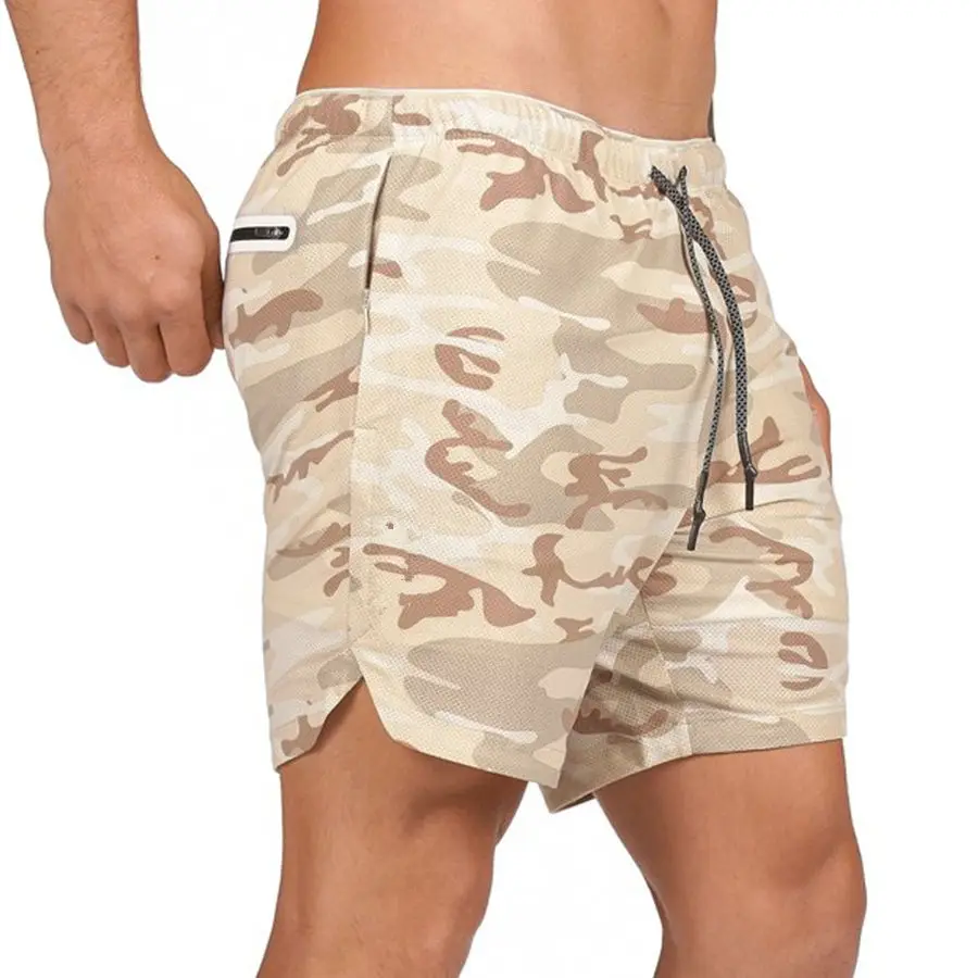 Новые мужские 2 в 1 камуфляжные шорты для бега фитнес тренировка быстросохнущие