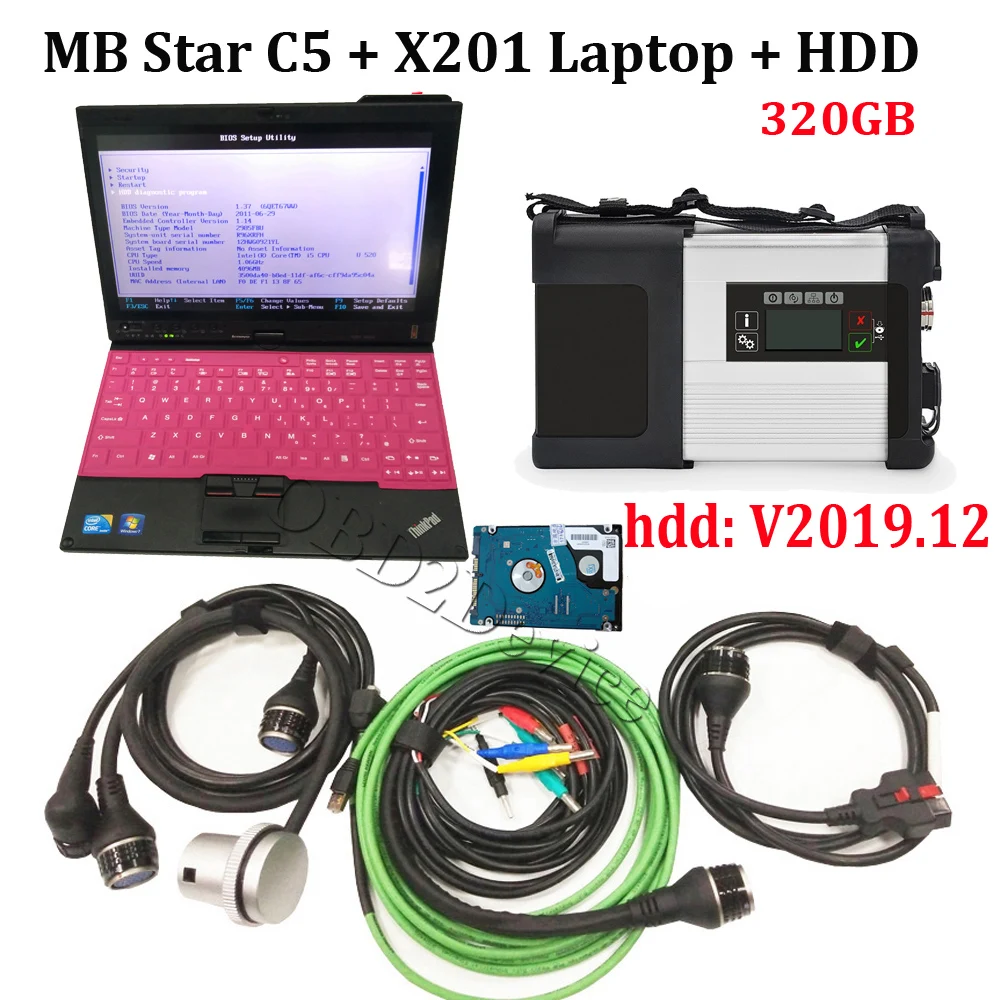 Полный чип MB STAR C5 SD Подключение к X201T i5 ноутбук HDD 320 ГБ программное обеспечение