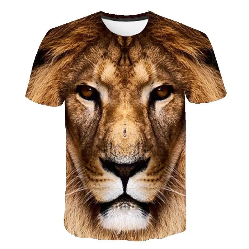 

2020 Summer Fashion Men's T-shirt O-neck Short Sleeve Clothing Animal Lion 3D Printing T-shirt Casual Men's T-shirtXXS/6XL