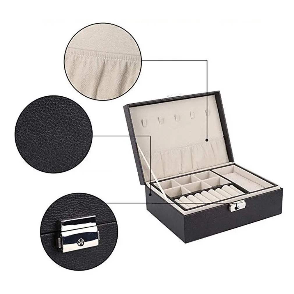 

Exquisite Jewelry Box Women Leather Packaging Necklace Rings Earrings Bracelet Storage Organizer Display Gift Boxes Case