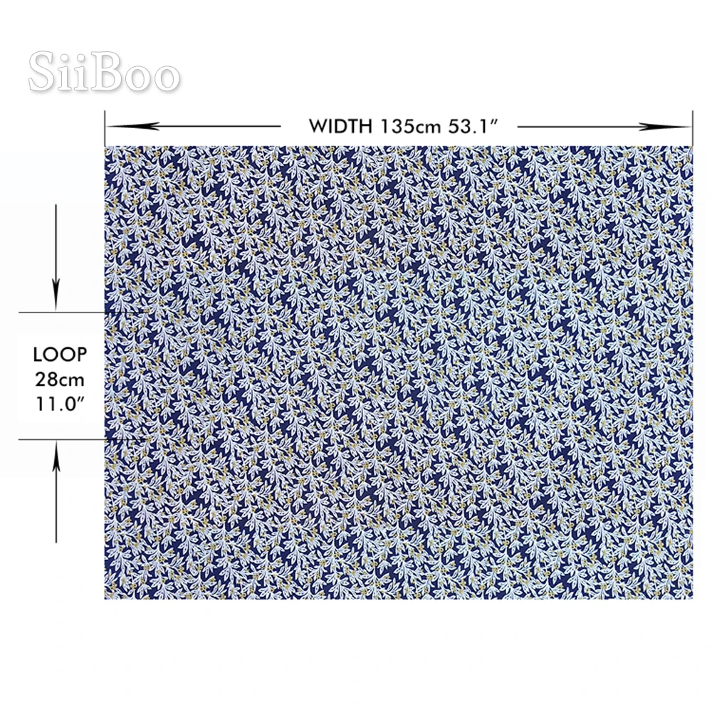 Итальянская винтажная темно-синяя шелковая ткань с цветочным принтом 12 мм