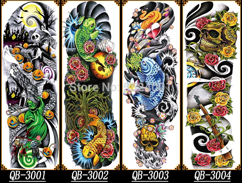 Черные Временные татуировки наклейки для мужчин полностью боди-арт рукав на руку