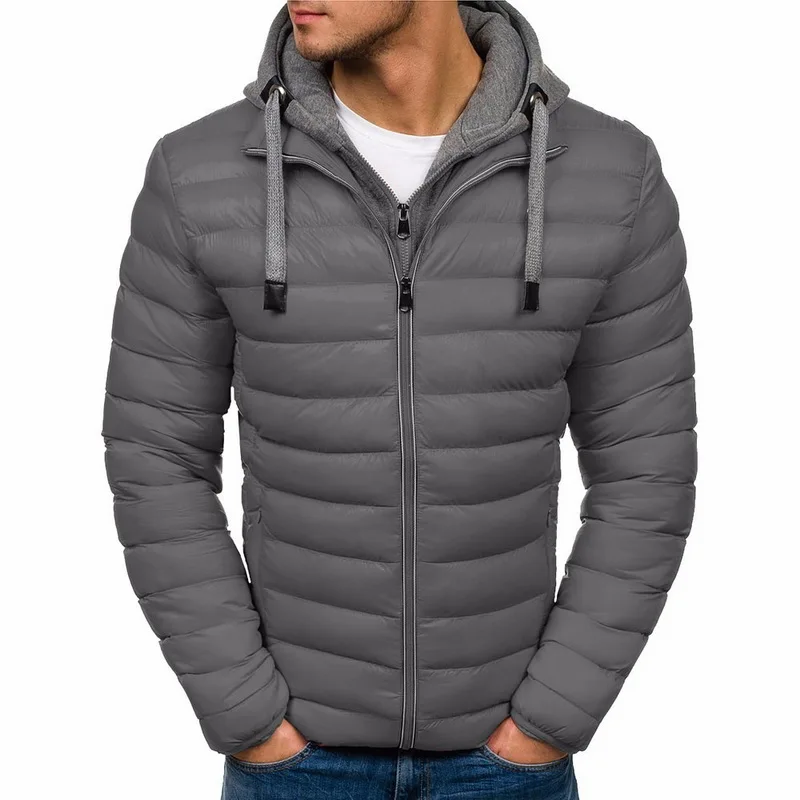 Style2 grey CYSINCOS, мужской пуховик, Повседневная модная зимняя куртка, Мужская ветровка с капюшоном, белая куртка на утином пуху, мужская верхняя одежда, хлопковая стеганая куртка - Цвет: Style2 grey