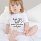 Детское летнее хлопковое трико для новорожденных, комбинезон, футболка с короткими рукавами и надписью My Grandma In Heaven, белая одежда для малышей