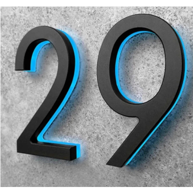 Outdoor Waterproof House Number Light Sign Stainless Steel 3D Led Illumilous Light House Numbers Address Numbers Led Door Plate