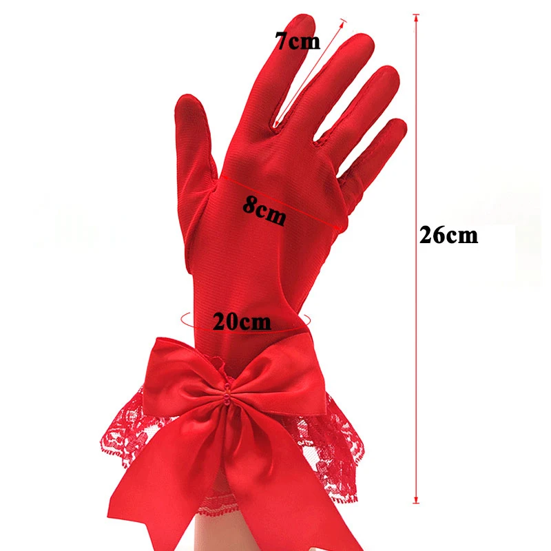 

Women Elegant Short Wedding Gloves Party Cosplay Accessories Solid Color Ladies Lace Mesh Simple Bowknot Wedding Gloves