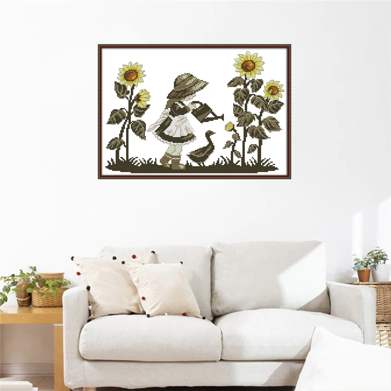 Наборы для вышивки сделай сам картина из мультфильма полив цветов DMC 11ct 14ct