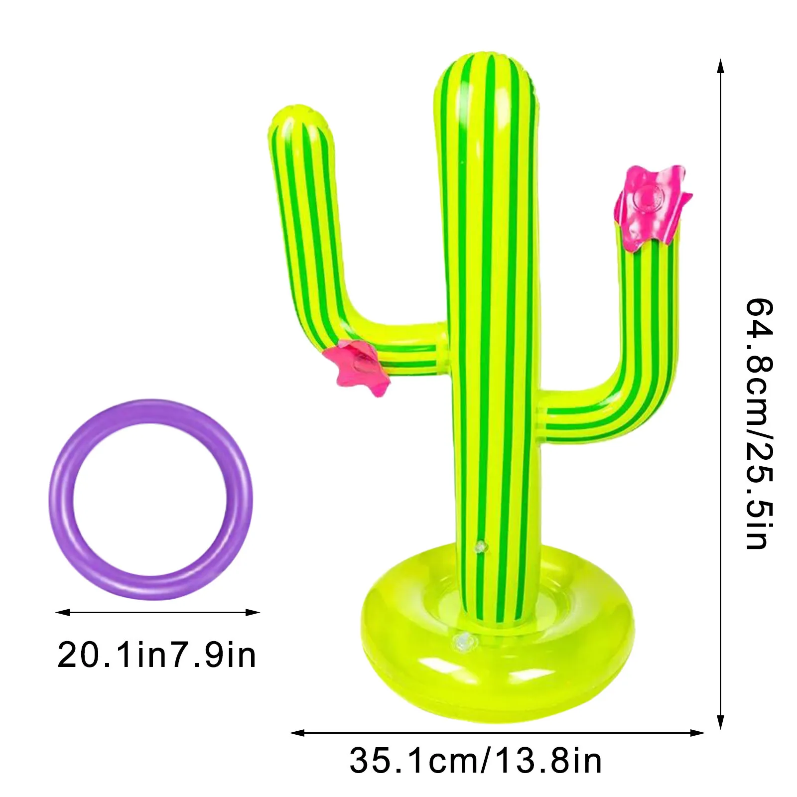 

Inflatable Cactus Ring Toss Game Set Target Floating Swimming Ring Toss 4 Rings for Fiesta Party Accessories Hawaiian Pool Party