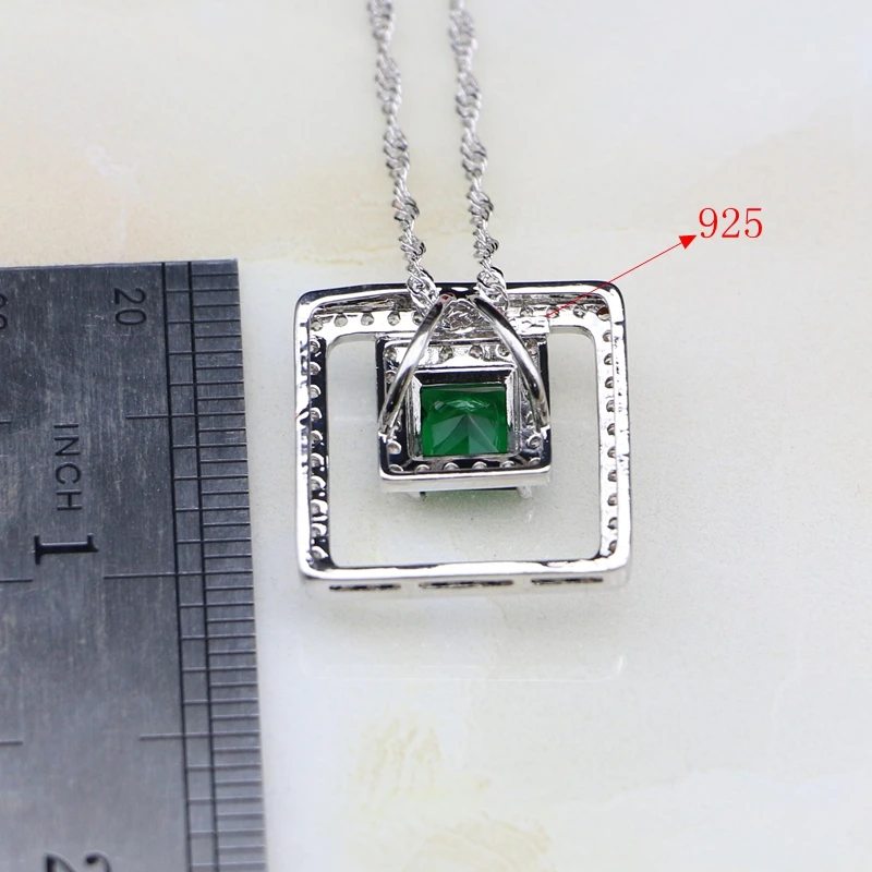925 стерлингового серебра ювелирные изделия из зеленого кубического циркония