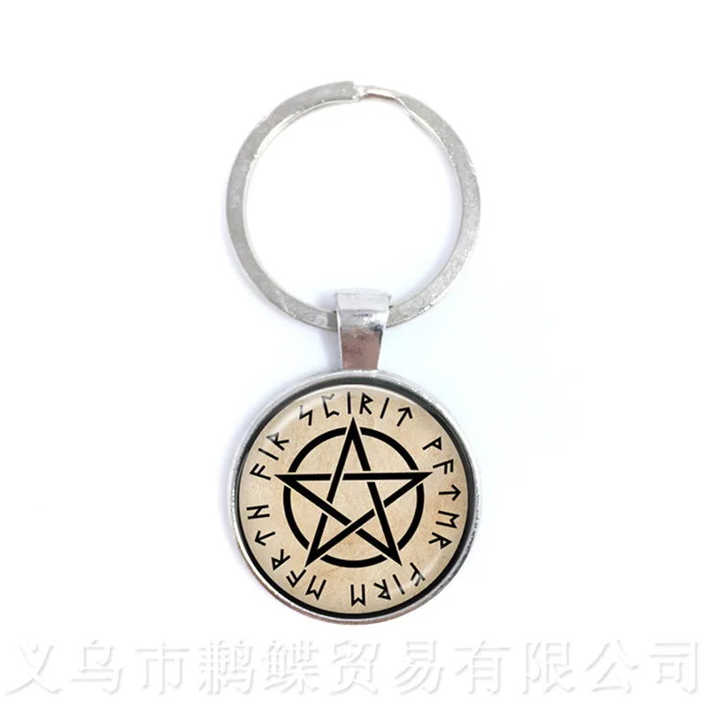 

Tree Of Life Key Chains Pentacle Picture Glass Cabochon Jewelry Keyring Accessories For Men Women Children Gift