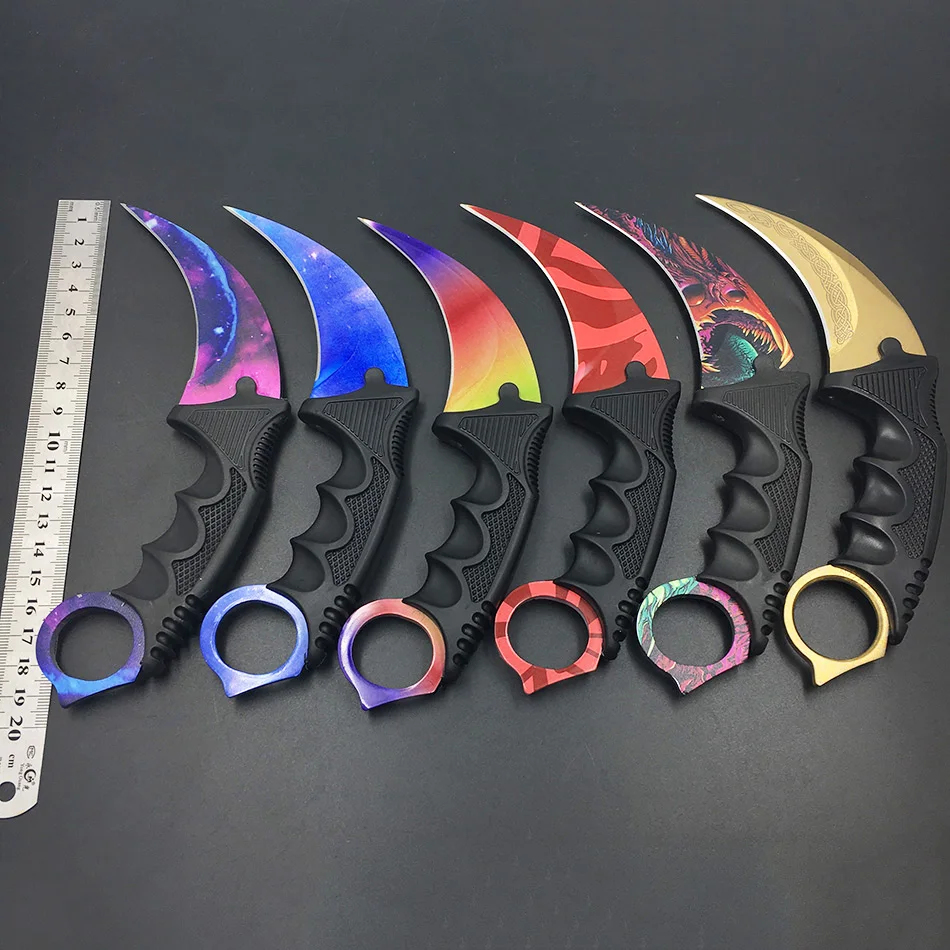 

Counter Strike claw Karambit Knife Neck Knife with Sheath Tiger Tooth Real game Knife red,blue,golden colors camping knife
