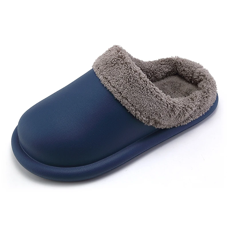 

Men Slippers Indoor Leather Winter Waterproof Warm Home Fur Women Slipper Male Couple Platform Shoes Fluffy Big Sizes
