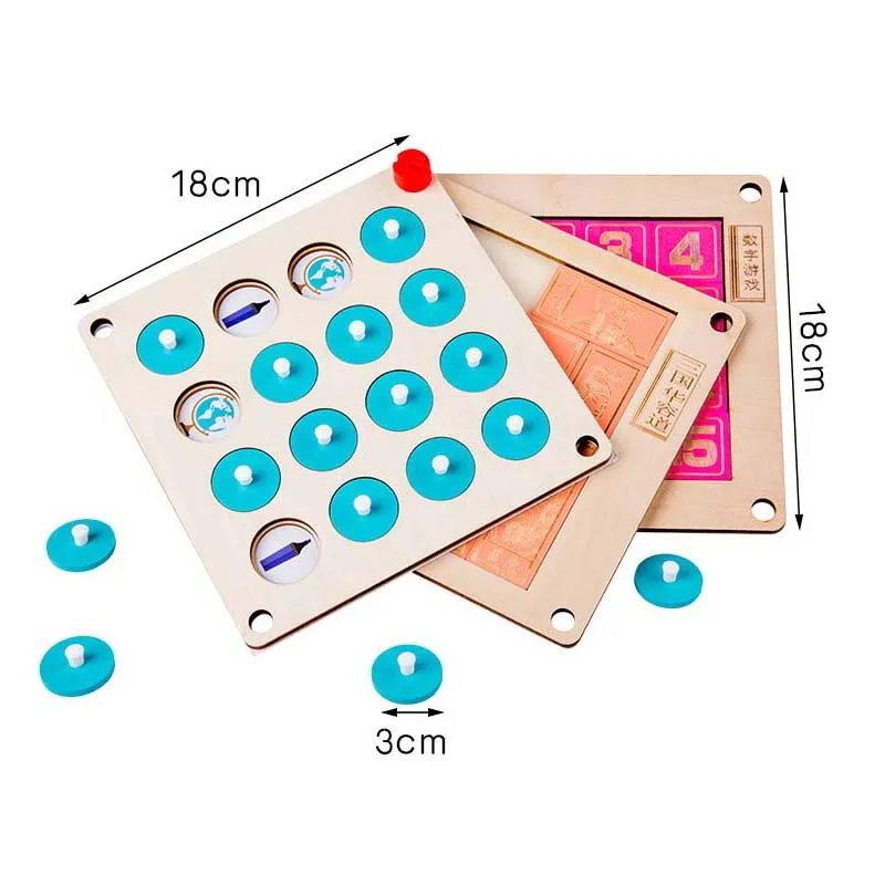 

Early Educational Family Party Table Game for kids 3in1Kids Wooden Puzzle Toy Memory Match Chess Game Blue Memory Chess Children