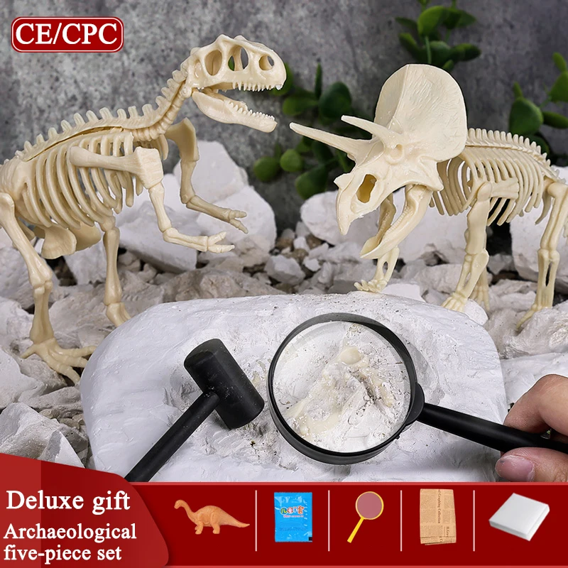 Dinosaur fossil archaeological excavation toy manual diy work skeleton model children dig treasure 5 boy 3D puzzle