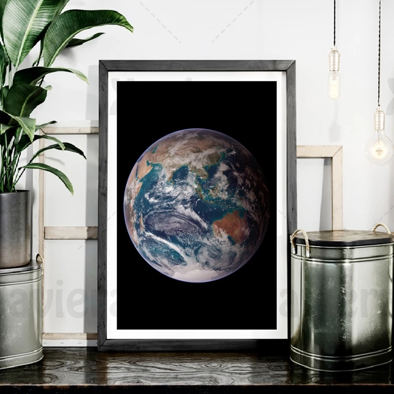 

Wall Art Universe Poster Canvas Painting HD Print Landscape Painting Panoramic Earth Space Wall Picture for Living Room No Frame