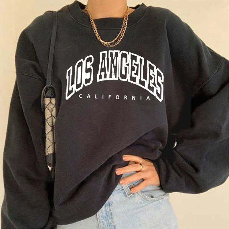 Женская Толстовка Оверсайз с круглым вырезом Losangeles California осенние толстовки