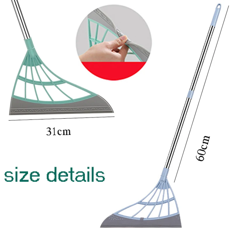 

Magic Wiper Broom Wipe Squeeze Silicone Mop For Wash Floor Multifunctional Clean Tools Telescopic Rod&Microfiber Handle Head