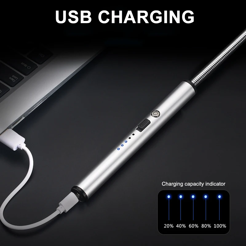 

New Rechargeable Lighter Arc USB Pulse Hose 360 Degree Rotating Lighters Kitchen Gas Stove Candle Gadget
