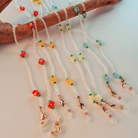bohemian handmade colorful flower beaded glasses chain mask chain for women crystal eyewear lanyard anti slip neck accessories