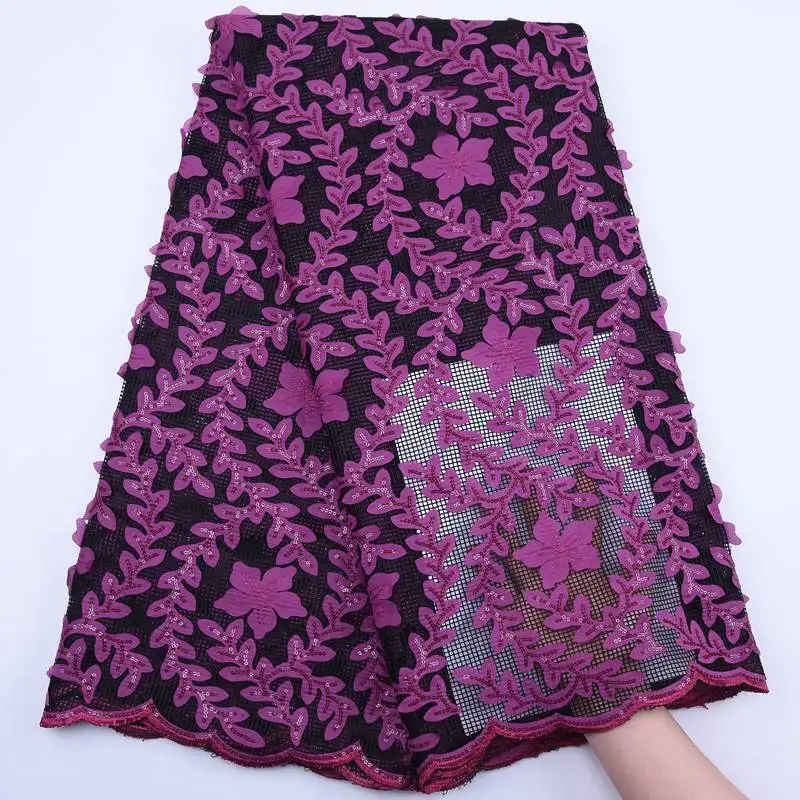 Новое поступление африканская французская Сетка кружевная ткань 3D аппликация