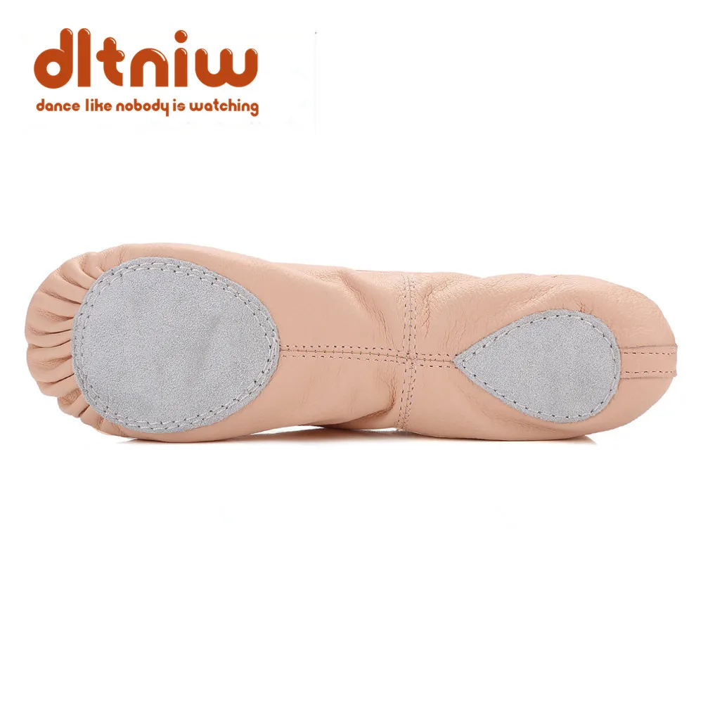 Профессиональные женские розовые пуанты из натуральной кожи с раздельной