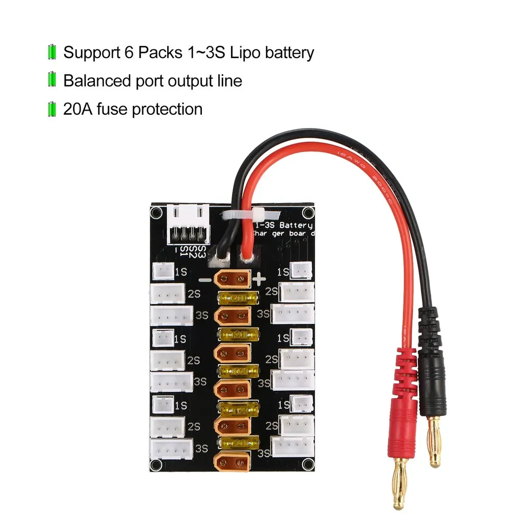 6 упаковок XT30 1S 3S 20A Plug Lipo батарея параллельная зарядная плата для IMAX B6 зарядное