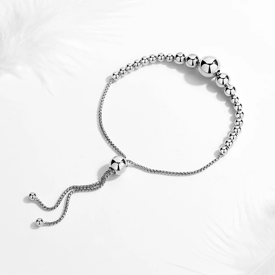 Женский браслет из стерлингового серебра 925 пробы с цепочкой бисера Теннисный