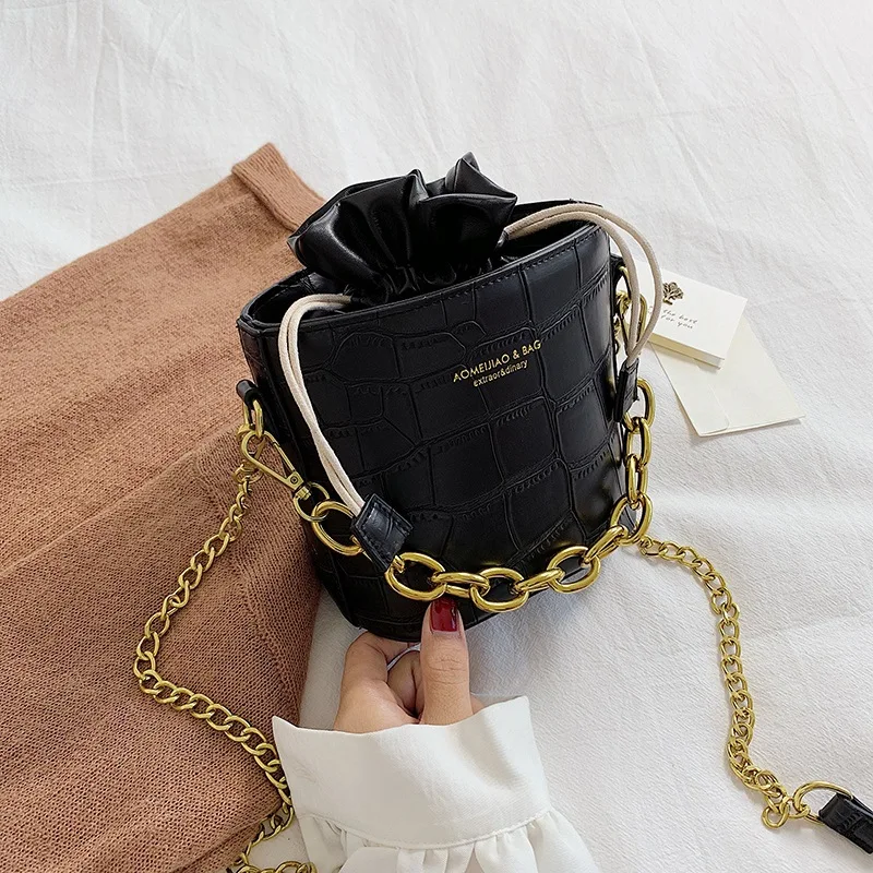 Новый простой камень сумка ведро роскошные сумки женские дизайнерские через