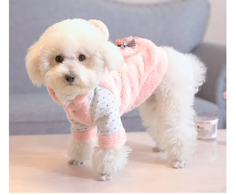 Hoopet Pet Puppy милая накидка для собаки теплый флис Осень/Зима бишон фризе Мишка, собака, кошка костюмы одежда