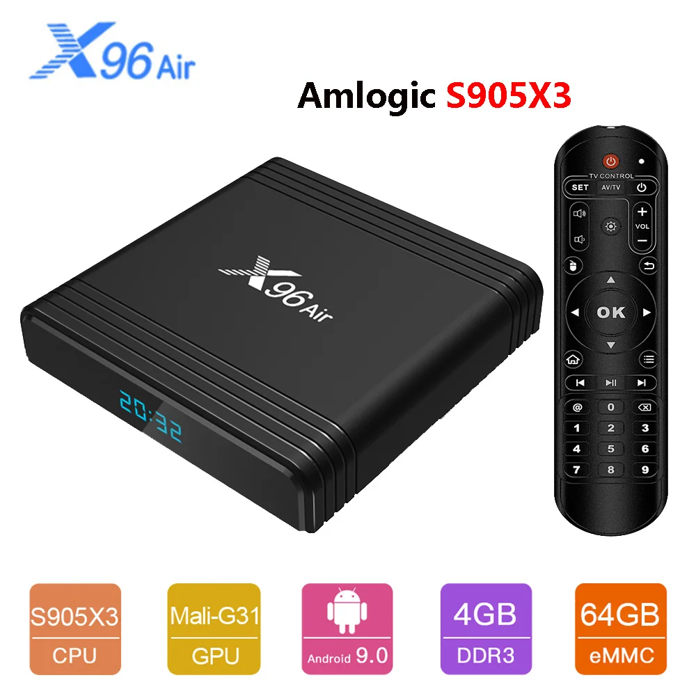 ТВ приставка X96 Air Amlogic S905X3 mini на Android 9 0 4 ГБ 64 32 Wi Fi 4K 8K 24fps Netflix X96Air 2 16 телеприставка 10