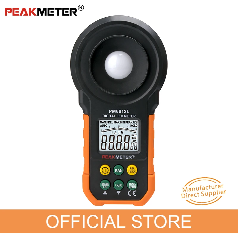 

Official PEAKMETER PM6612L LED Digital Analog Bar Light Lux Meter 200000 Lux Handheld Light Meter for Light Measuring