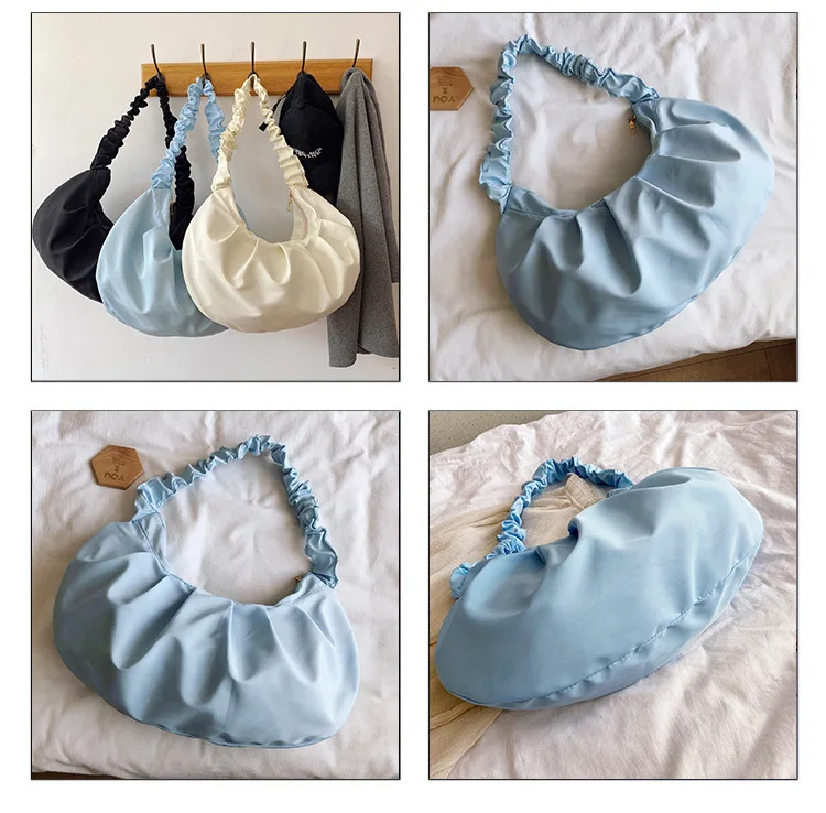 

Summer Pleated Handlebags For Women PU Cloud Bags Leisure Armpit Bag Shopping Shoulder Bags Dumpling Handbag Female satchels