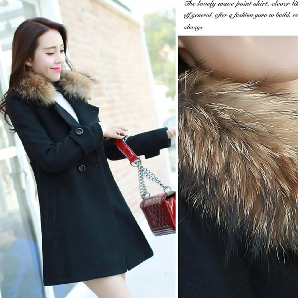 Осенне зимний Тренч однотонное тонкое длинное шерстяное пальто с искусственным