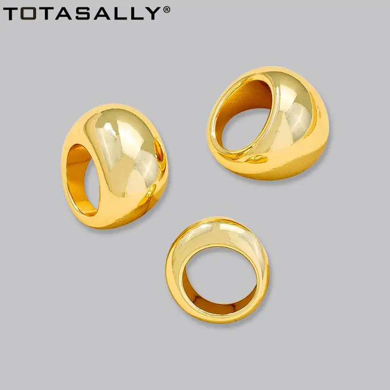 

TOTASALLY кольца панк Women's Rings 2021 Fashion Punk Golden Big Top Alloy Finger Ring Designer lady Special Gifts Jewelry