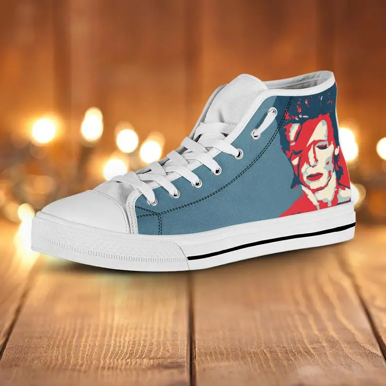 

Singer David Bowie High Top, David Bowie high tops,Mens Womens Designer Leisure Sneakers Men Casual Canvas Shoes