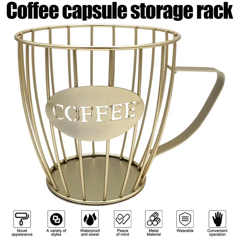 

Coffee Capsule Storage Basket Coffee Cup Basket Vintage Coffee Pod With Iron Base For Home Cafe Fruit Snack Storage