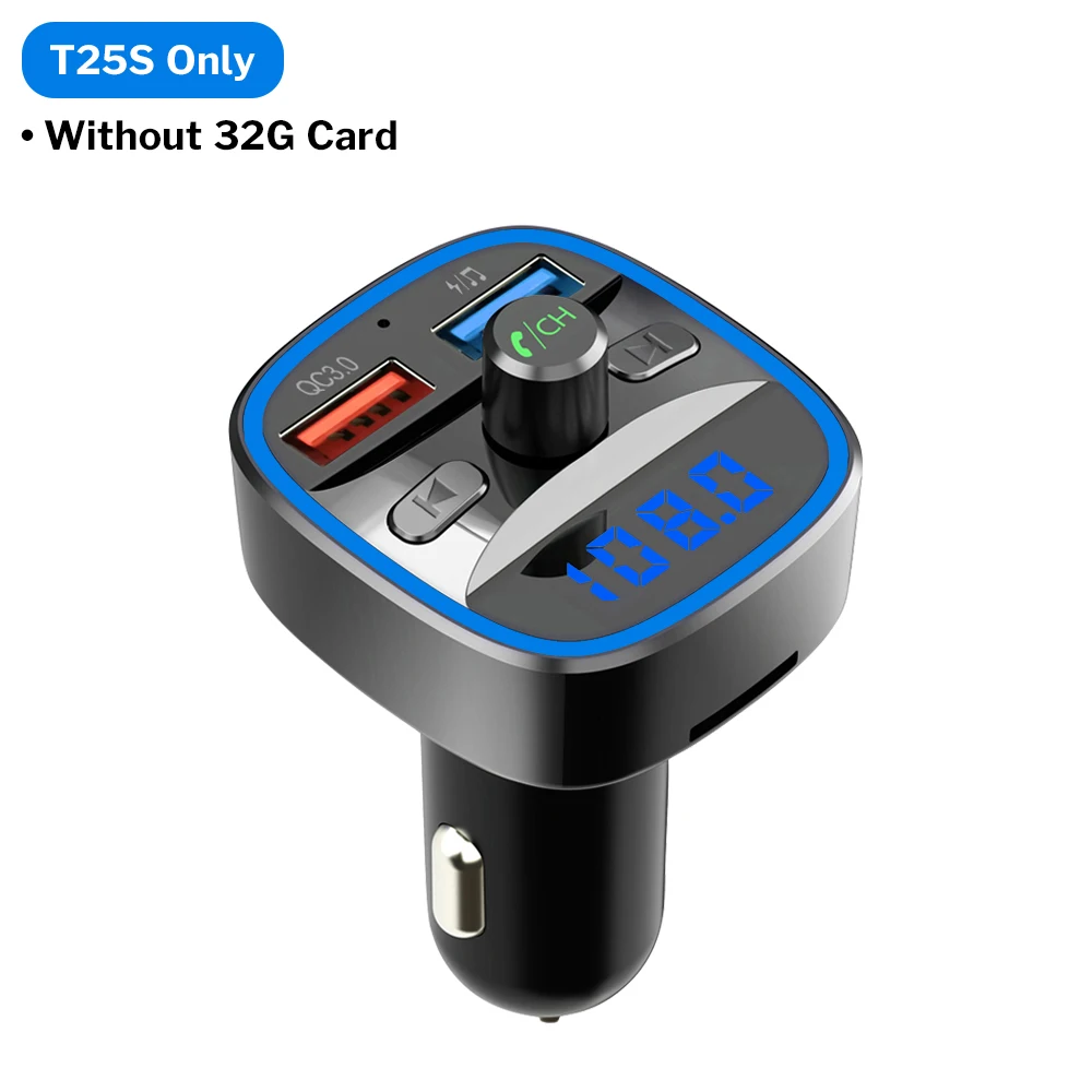 T25S- Fm Transmitter Fm-передатчик Bluetooth 5,0 автомобильный модулятор беспроводной комплект громкой связи Авто Аудио MP3 плеер Быстрая зарядка QC3.0 двойной USB зарядное устройство - Название цвета: T25S- Fm Transmitter