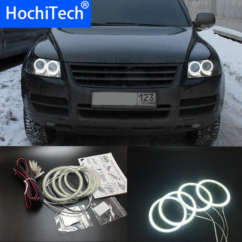 

HochiTech Ultra bright SMD white LED angel eyes 12V halo ring kit daytime running light DRL for Volkswagen VW Touareg 2003-2006