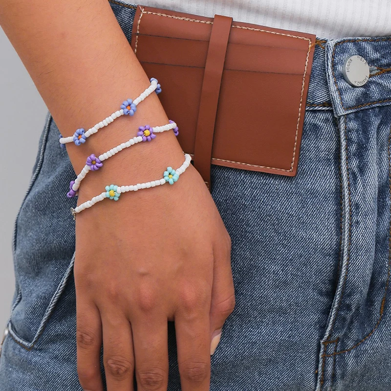 

1Pcs New Fashion Bracelet Women Flower Boho Jewelry Bohemian Handmade Bracelets Stackable Girlfriend Bangles Gifts