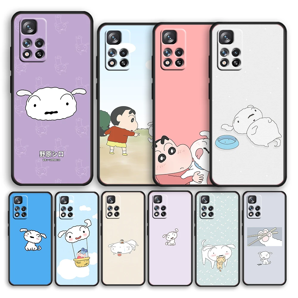 

Cartoon Cute White Doggy for Xiaomi Redmi Note 11 10S 10T 9T 9S 8T 7S 6 5A 4X Pro Max 5G 2021 Soft Black Phone Case Cover