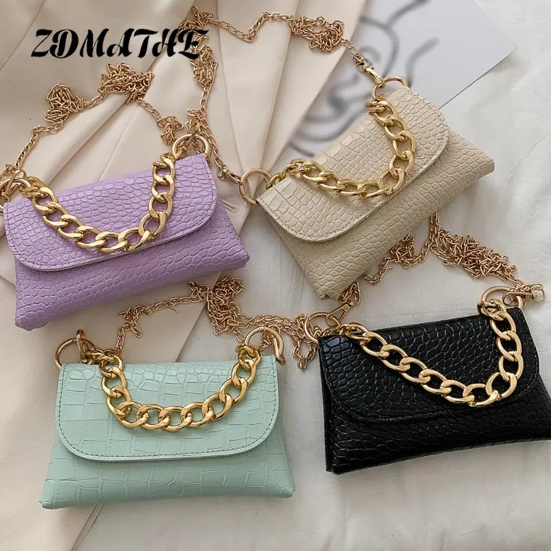 

Fashion Crocodile Pattern Flap Bag PU Leather Shoulder Mini Bags for Women Small Chain Designer Luxury Handbag Female Travel Tot