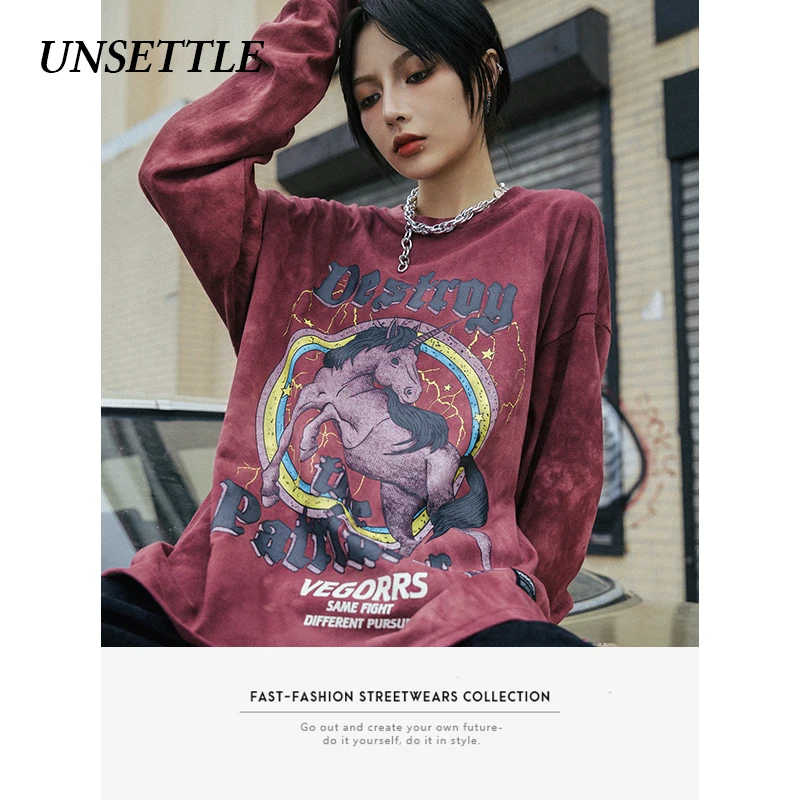 Осень 2020 Мужская/Женская японская футболка большого размера с длинным рукавом и