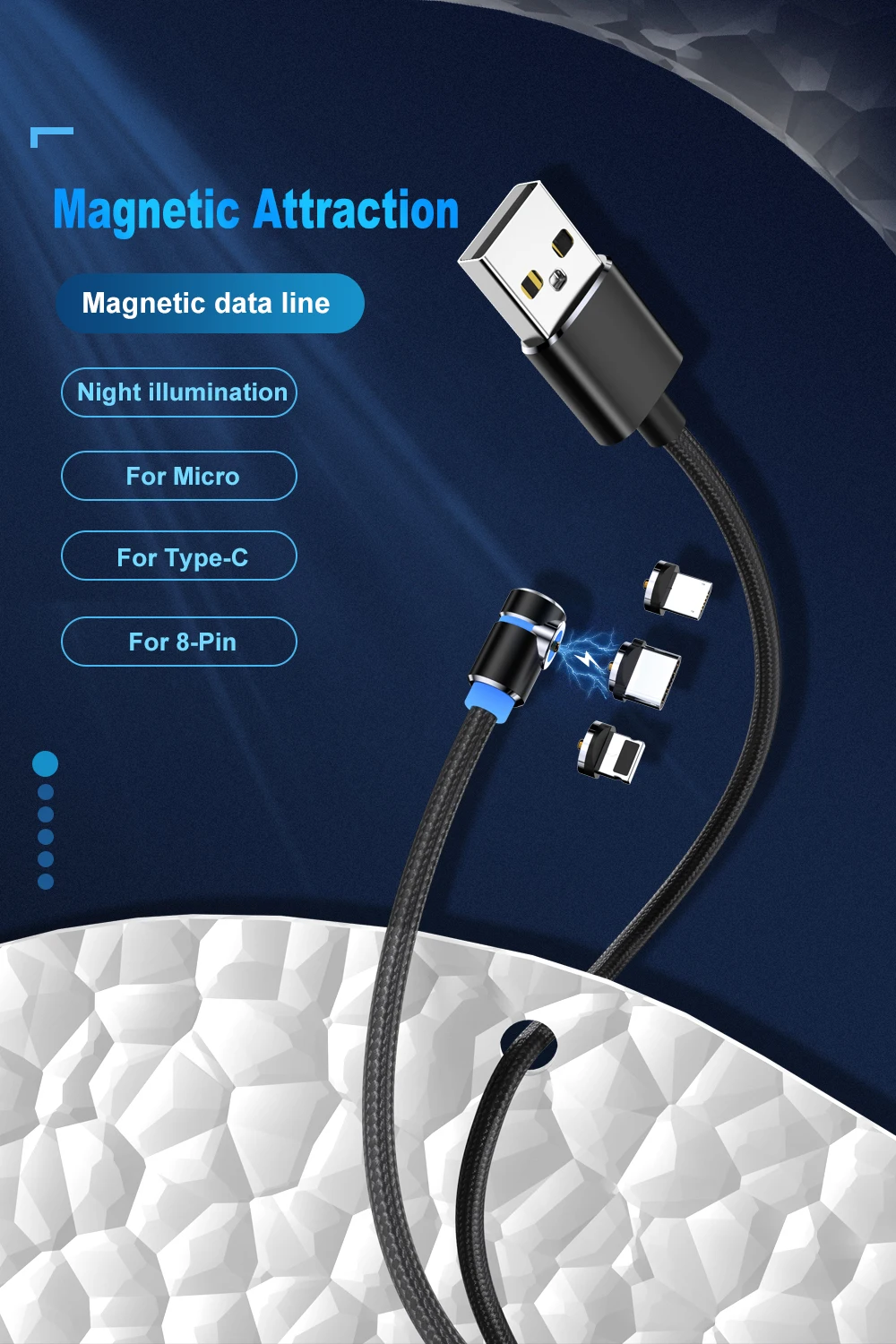 Vanniso 2 м 2.4A Быстрый Магнитный кабель для iPhone XS X XR 7 Micro USB быстрое зарядное устройство Тип C Магнитный шнур телефонный кабель для samsung A50