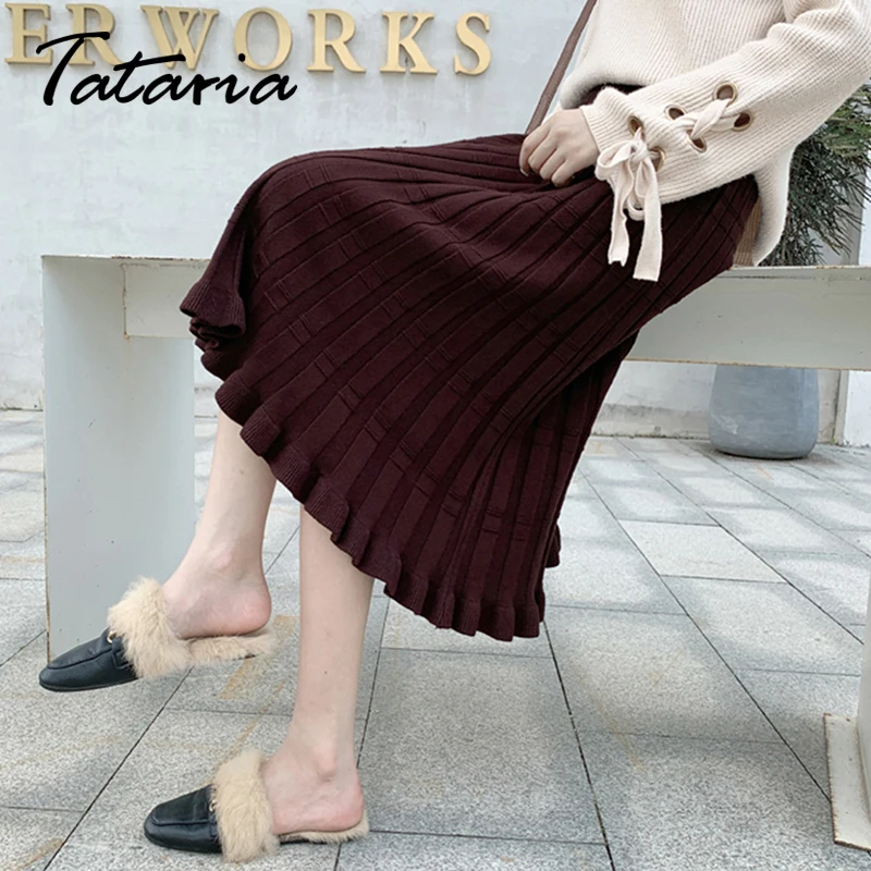 Юбка Tataria Женская трикотажная элегантная теплая длинная юбка с завышенной талией