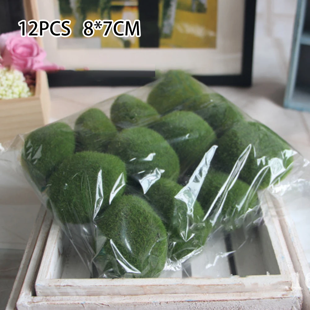 12 шт. Искусственный мох камень рок шар реалистичный садовый декор пушистый