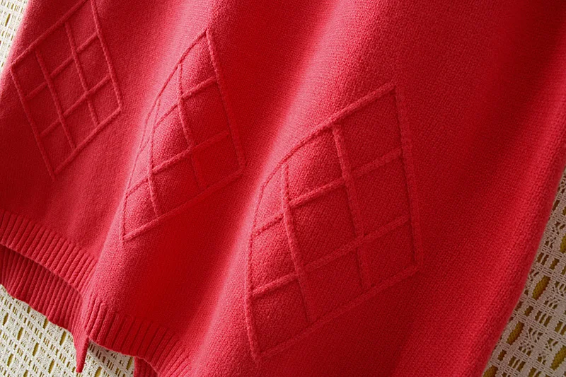 Женский свитер жилет вязаный Топ красные пуловеры с треугольным вырезом на